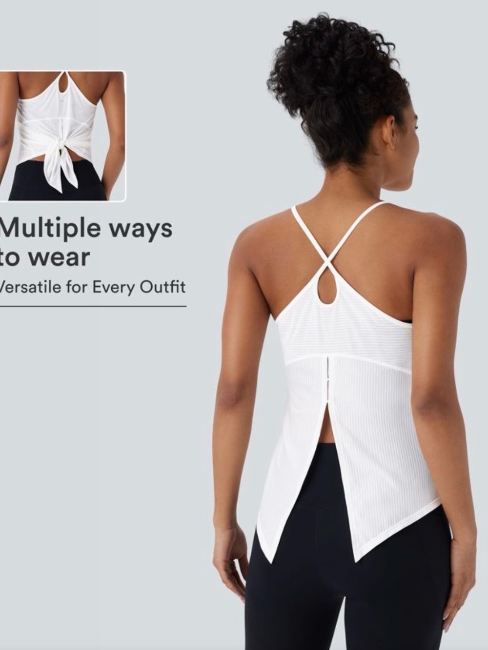 Halara Hem Quick Dry Yoga Cami Top White NEW Medium M